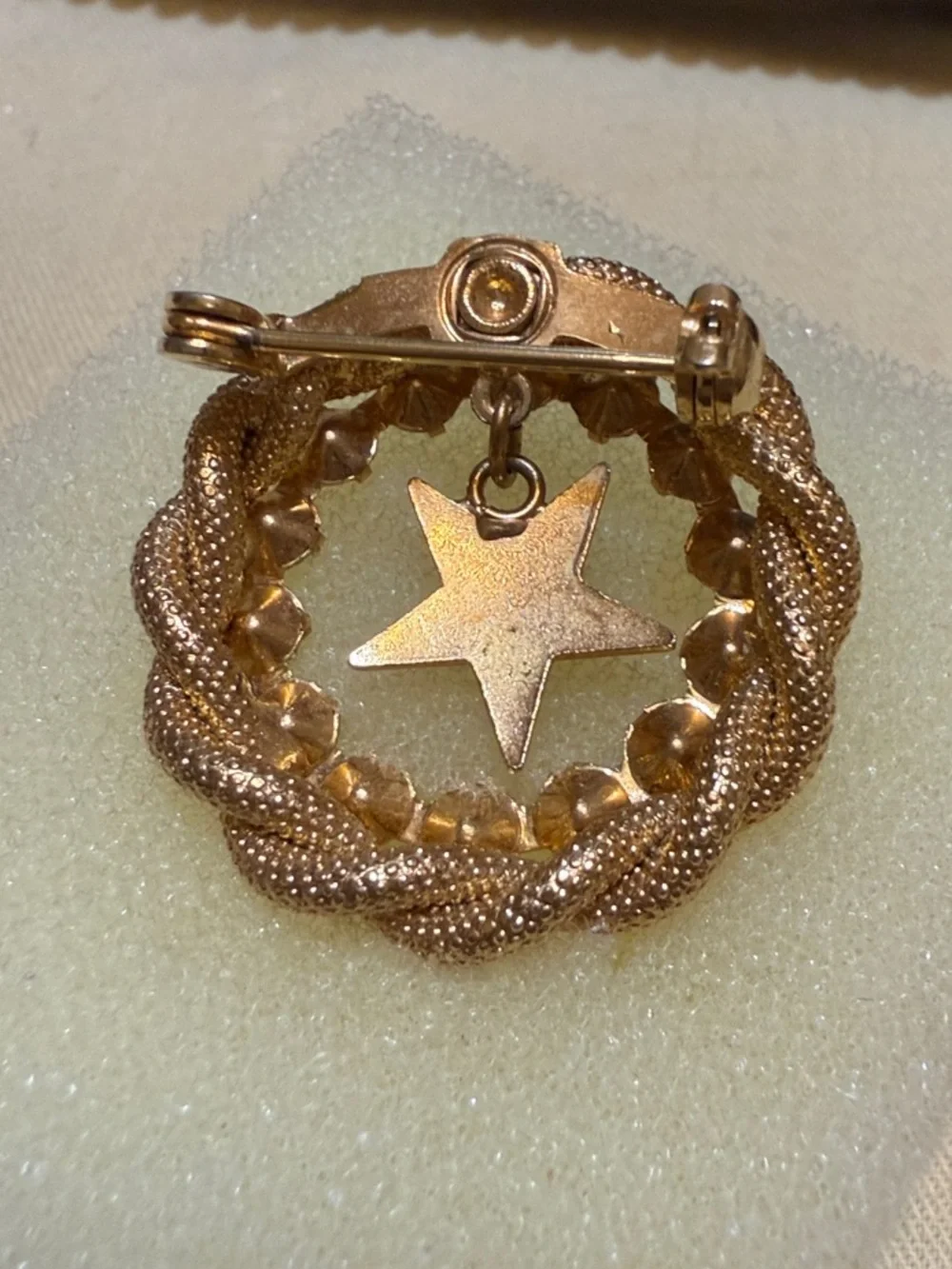 Vintage OES AB Rhinestone Gold-Tone Star Drop Brooch